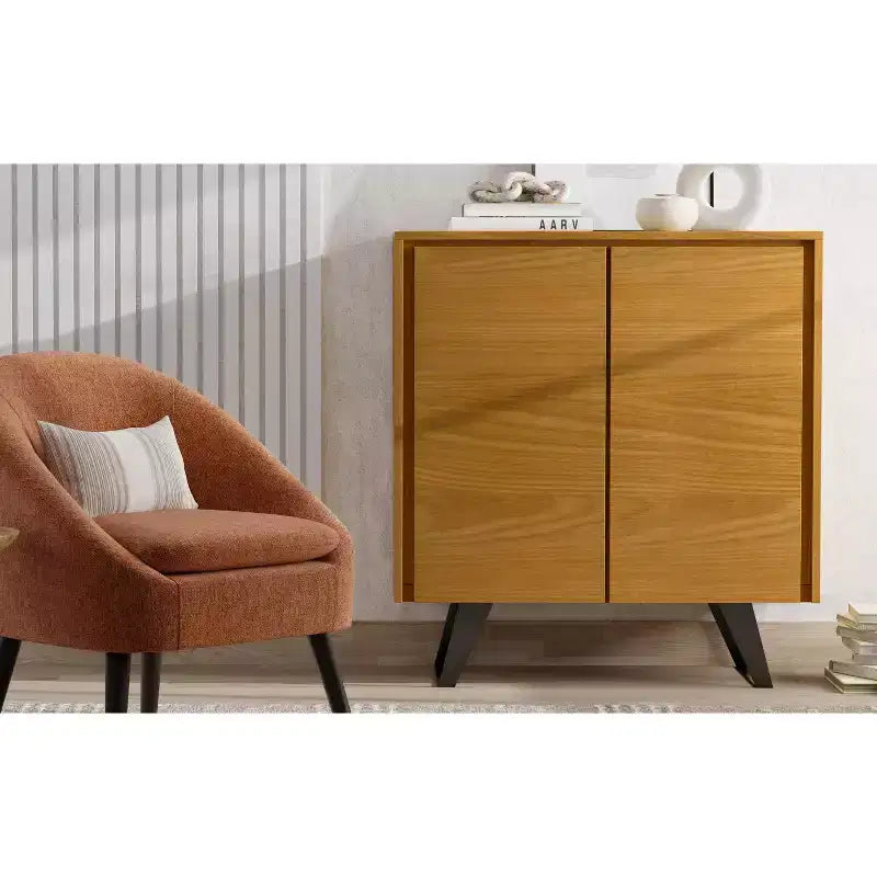 Meuble de rangement moyen Mitchell, 99 cm de large, en bois massif, style industriel moderne