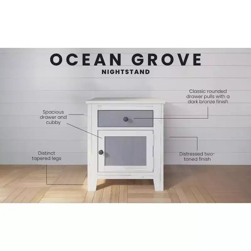 Table de chevet Child Craft Ocean Grove à 1 tiroir pour chambre de bébé ou chambre à coucher, grand tiroir de rangement, fabriquée en pin robuste, finition non toxique et sans danger pour les bébés