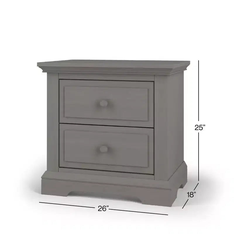 Table de chevet à 2 tiroirs Child Craft Jordyn pour chambre de bébé ou d'enfant, grand tiroir de rangement, en pin robuste, finition non toxique et sans danger pour les bébés