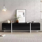 Meuble TV rectangulaire minimaliste moderne noir et blanc JVNOXK, un meuble TV au design unique adapté aux téléviseurs de moins de 80 pouces, parfait pour les salons.