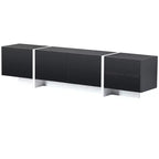Meuble TV rectangulaire minimaliste moderne noir et blanc JVNOXK, un meuble TV au design unique adapté aux téléviseurs de moins de 80 pouces, parfait pour les salons.