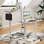 JVNOXK Bureau électrique réglable en hauteur 40 x 24 pouces avec panneau d'extension, blanc
