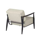 HomeRoots 28 Fauteuil rembourré en tissu beige et noir avec accoudoirs en bois massif