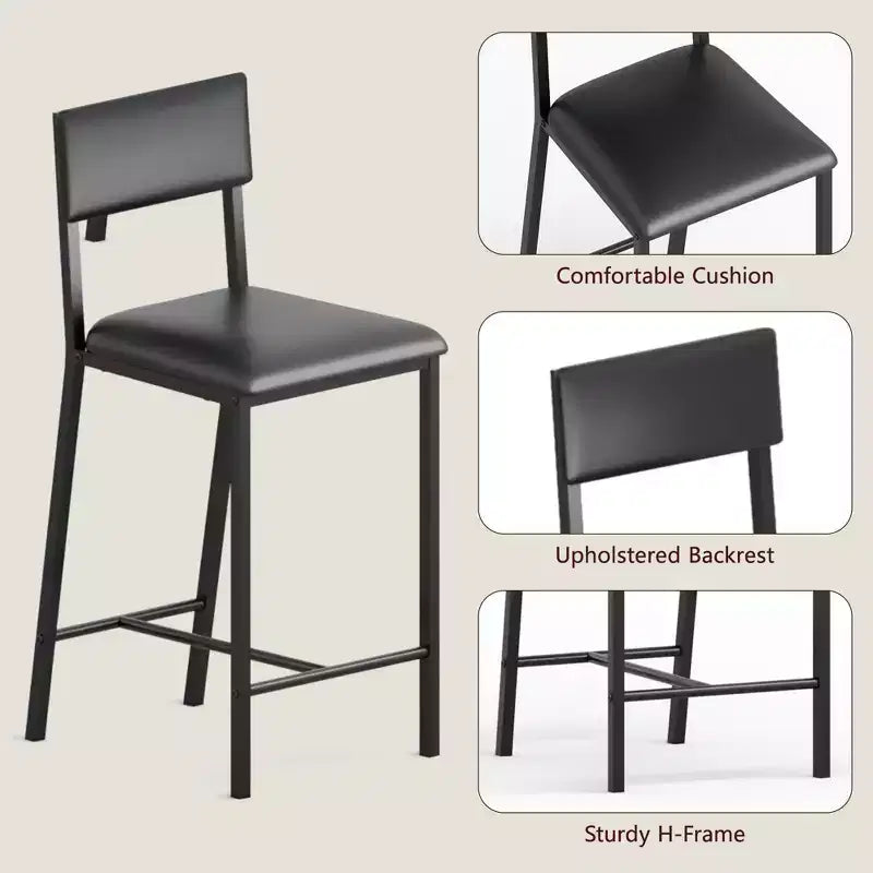 Ensemble table à manger pour 2, table hauteur comptoir avec 2 chaises rembourrées et étagères de rangement, ensemble bistrot table et chaises pour 2