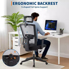 Acekool Black Frame Gray Mesh Ergonomic Office Chair with Adjustable Design and Breathable Support for Home or Office Use