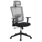 Chaise de bureau ergonomique Acekool à cadre noir et dossier en maille grise avec conception réglable et soutien respirant pour la maison ou le bureau