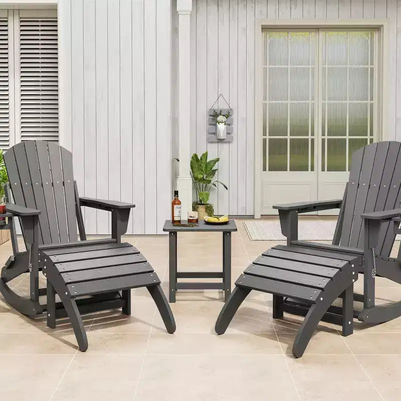 Repose-pieds d'extérieur Acekool gris foncé en HDPE, conçu pour le confort des terrasses, porches, jardins et sièges extérieurs