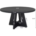 Table à manger ronde COZONY, plateau en bois de style rustique, base croisée, pour 4 à 6 personnes, pour cuisine ou salle à manger.