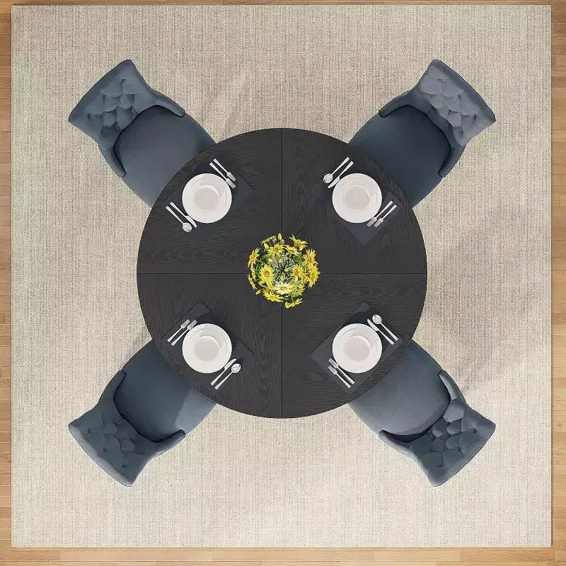 Table à manger ronde COZONY, plateau en bois de style rustique, base croisée, pour 4 à 6 personnes, pour cuisine ou salle à manger.