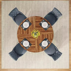 Table à manger ronde COZONY, plateau en bois de style rustique, base croisée, pour 4 à 6 personnes, pour cuisine ou salle à manger.