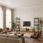 Étagère industrielle triple à 5 niveaux, bibliothèque en bois avec 14 étagères ouvertes, cadre en métal robuste, étagère de rangement pour salon, chambre à coucher, bureau à domicile