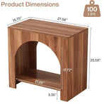 Table d'appoint Lantine avec piédestal en bois, grande table de chevet et d'appoint avec rangement pour salon, chambre à coucher