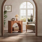 Table d'appoint Lantine avec piédestal en bois, grande table de chevet et d'appoint avec rangement pour salon, chambre à coucher