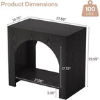 Table d'appoint Lantine avec piédestal en bois, grande table de chevet et d'appoint avec rangement pour salon, chambre à coucher