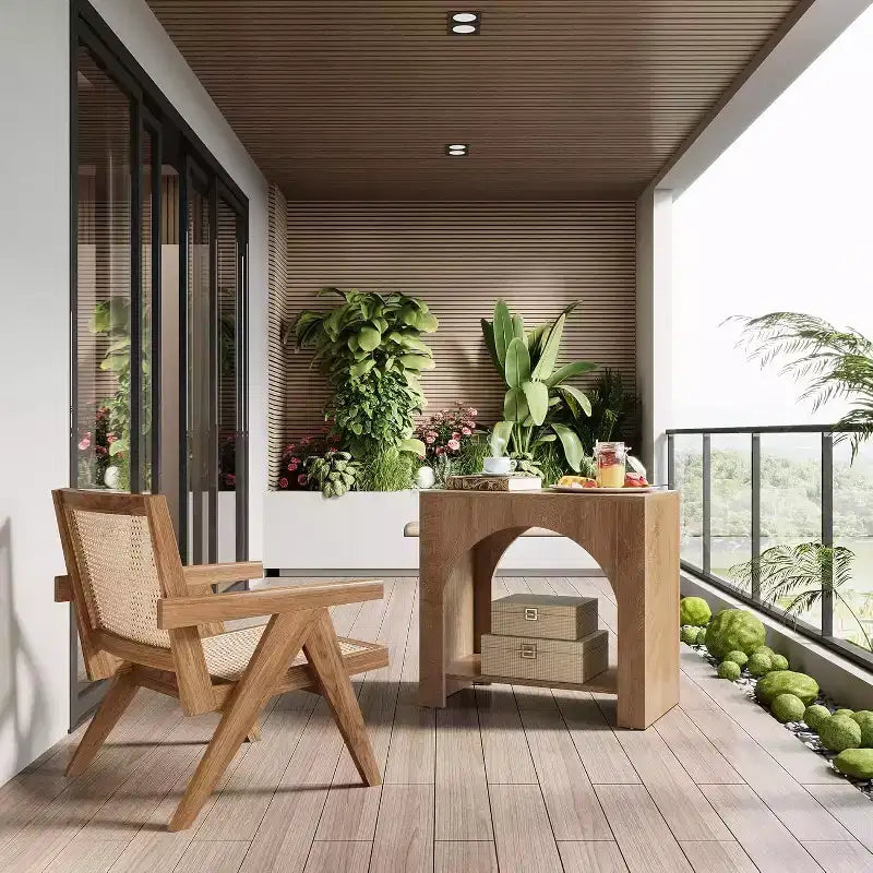 Table d'appoint Lantine avec piédestal en bois, grande table de chevet et d'appoint avec rangement pour salon, chambre à coucher
