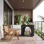 Table d'appoint Lantine avec piédestal en bois, grande table de chevet et d'appoint avec rangement pour salon, chambre à coucher