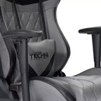 Chaise de jeu ergonomique TUYOHW XL, pivotante à 360°, avec oreillers pour la tête et les lombaires, inclinable de 90 à 150° pour bureau et maison, charge maximale de 158 kg, grise