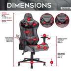 Chaise de jeu ergonomique TUYOHW XL, pivotante à 360°, avec oreillers pour la tête et les lombaires, inclinable de 90 à 150° pour bureau et maison, charge maximale de 158 kg, grise