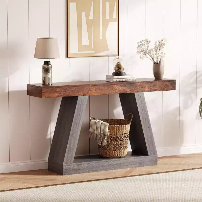 COZONY 55 Table Console de Ferme avec 2 Étagères Ouvertes, Table d'Appoint Étroite pour Entrée, Couloir, Salon