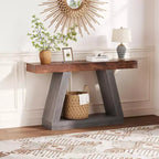 COZONY 55 Table Console de Ferme avec 2 Étagères Ouvertes, Table d'Appoint Étroite pour Entrée, Couloir, Salon