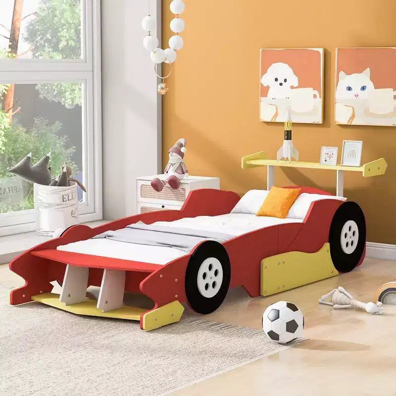 Lit de voiture pour enfants Luxystar avec étagères de rangement