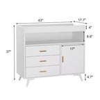 Commode à langer en bois GustoWave avec 3 tiroirs et étagères, Station à langer et organisateur de rangement pour bébé