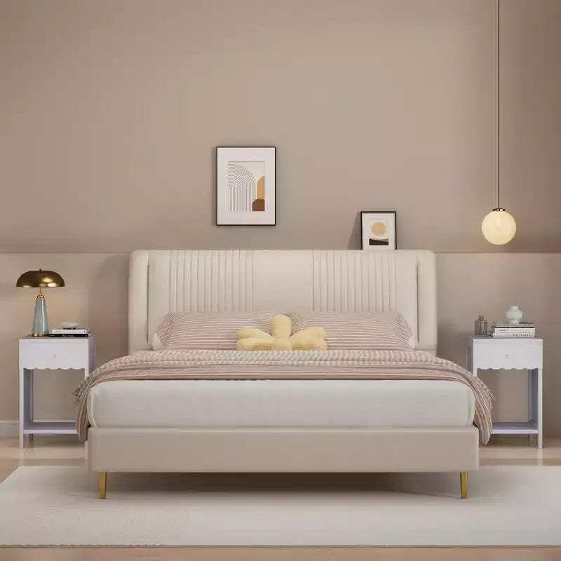 Table de chevet moderne avec tiroir et étagère ouverte, table de chevet à bords festonnés pour chambre à coucher, jolie table d'appoint minimaliste pour chambre d'enfant ou chambre de fille