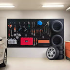 Panneau mural à lattes VEVOR, 2,4 x 1,2 m, panneau mural en PVC pour garage avec conception modulaire, panneau mural à lattes noir facile à installer et réglable, noir