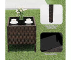 Ensemble de mobilier de patio extérieur 3 pièces, ensemble de conversation moderne en rotin avec table basse pour jardin, osier tout temps et cadre en acier