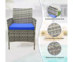 Ensemble de mobilier de patio extérieur 3 pièces, ensemble de conversation moderne en rotin avec table basse pour jardin, osier tout temps et cadre en acier
