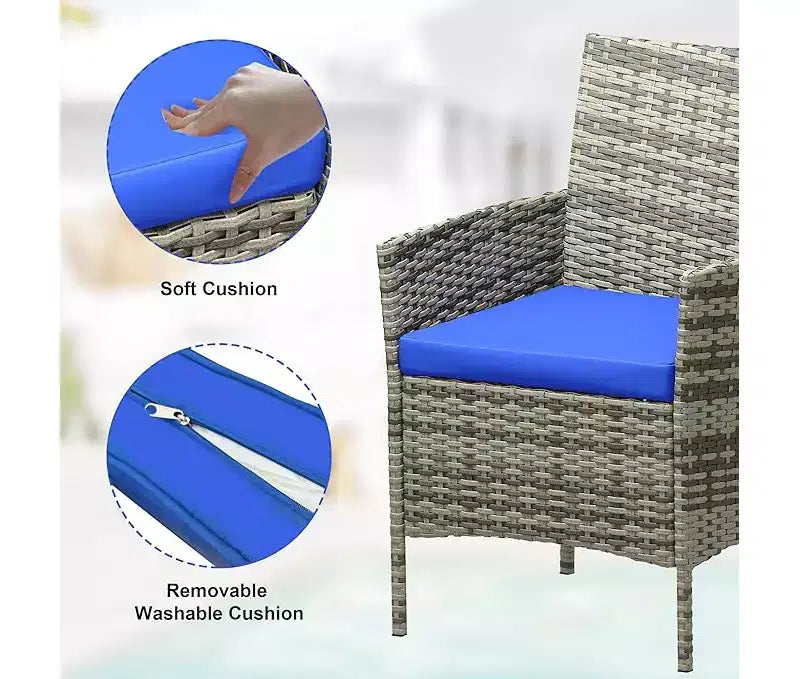 Ensemble de mobilier de patio extérieur 3 pièces, ensemble de conversation moderne en rotin avec table basse pour jardin, osier tout temps et cadre en acier