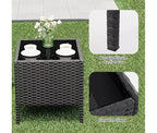 Ensemble de mobilier de patio extérieur 3 pièces, ensemble de conversation moderne en rotin avec table basse pour jardin, osier tout temps et cadre en acier