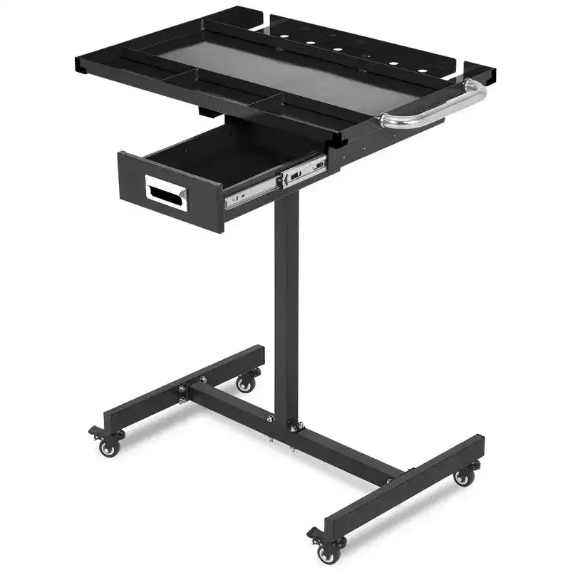 Desserte d'atelier roulante avec roulettes, table de travail mobile à hauteur réglable, capacité de 136 kg, desserte à outils roulante mobile avec tiroirs pour garage, atelier