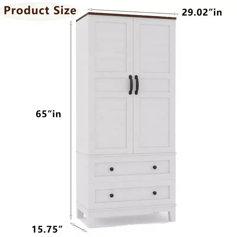 Armoire de Rangement au Sol avec 2 Portes, 2 Tiroirs et Étagères Réglables, Meuble de Rangement en Bois de Style Ferme pour Cuisine, Bureau et Salon