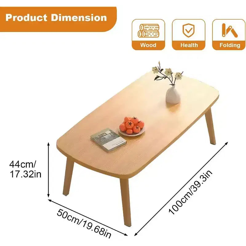 Table basse pliante en bois peu encombrante | Bureau portable/d'étude bas (100x50cm) | Pour bureau, dortoir et petits espaces de vie
