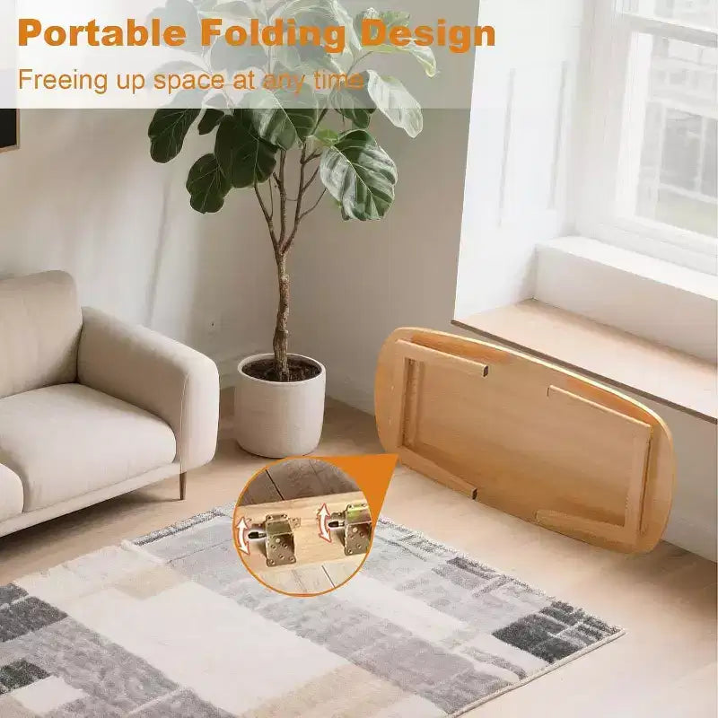 Table basse pliante en bois peu encombrante | Bureau portable/d'étude bas (100x50cm) | Pour bureau, dortoir et petits espaces de vie