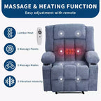 Fauteuil inclinable massant et chauffant Acekool avec repose-pieds extra-large, dossier haut, siège baquet profond à bascule avec poches, pour salon