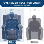 Fauteuil inclinable massant et chauffant Acekool avec repose-pieds extra-large, dossier haut, siège baquet profond à bascule avec poches, pour salon