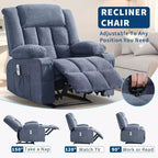Fauteuil inclinable massant et chauffant Acekool avec repose-pieds extra-large, dossier haut, siège baquet profond à bascule avec poches, pour salon