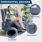 Fauteuil inclinable massant et chauffant Acekool avec repose-pieds extra-large, dossier haut, siège baquet profond à bascule avec poches, pour salon