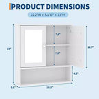 Armoire de toilette murale COZONY 22.2 avec miroir, meuble de rangement de salle de bain avec étagère réglable, organisateur étanche