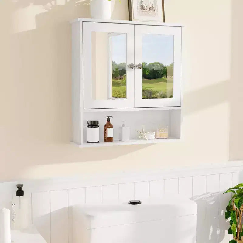 Armoire de toilette murale COZONY 22.2 avec miroir, meuble de rangement de salle de bain avec étagère réglable, organisateur étanche