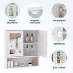 Armoire de toilette murale COZONY 22.2 avec miroir, meuble de rangement de salle de bain avec étagère réglable, organisateur étanche