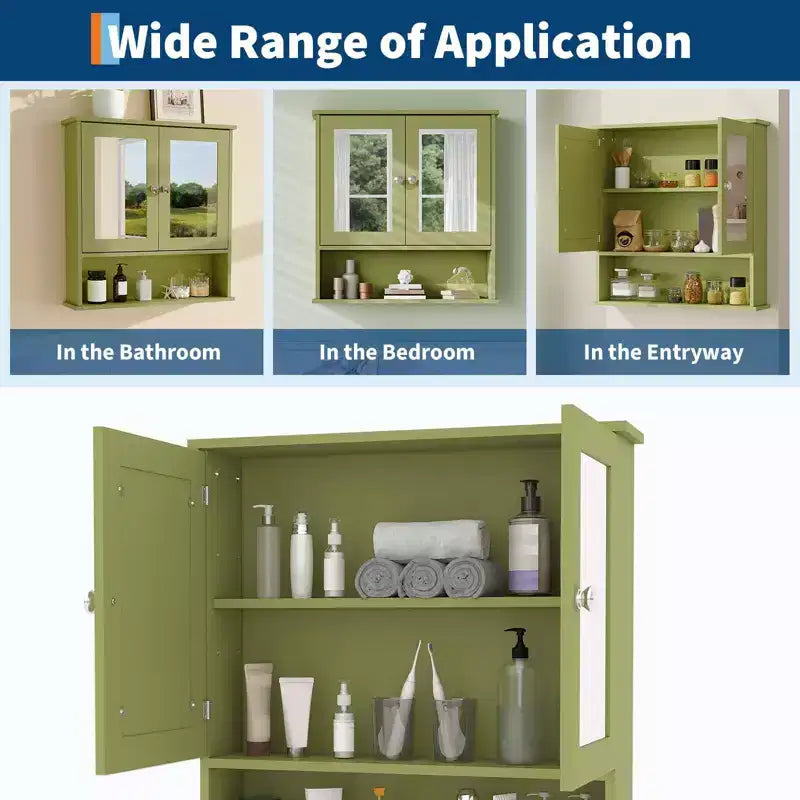 Armoire de toilette murale COZONY 22.2 avec miroir, meuble de rangement de salle de bain avec étagère réglable, organisateur étanche