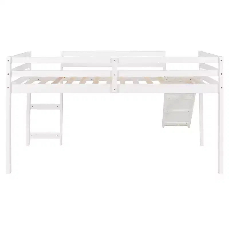 Lit superposé Luxystar une place avec toboggan et barrière pour chambre d'enfant