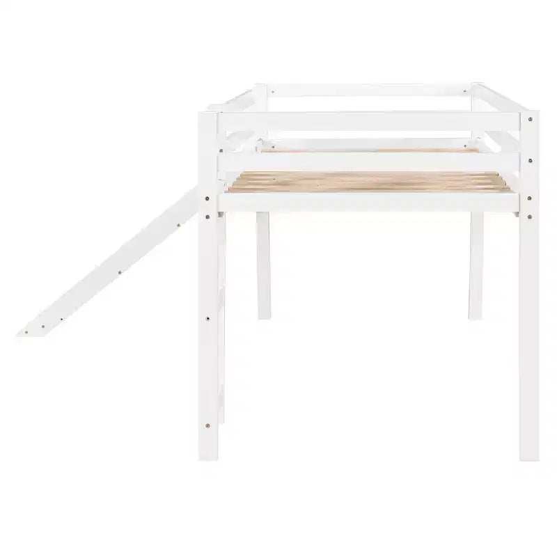 Lit superposé Luxystar une place avec toboggan et barrière pour chambre d'enfant