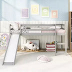 Lit superposé Luxystar une place avec toboggan et barrière pour chambre d'enfant