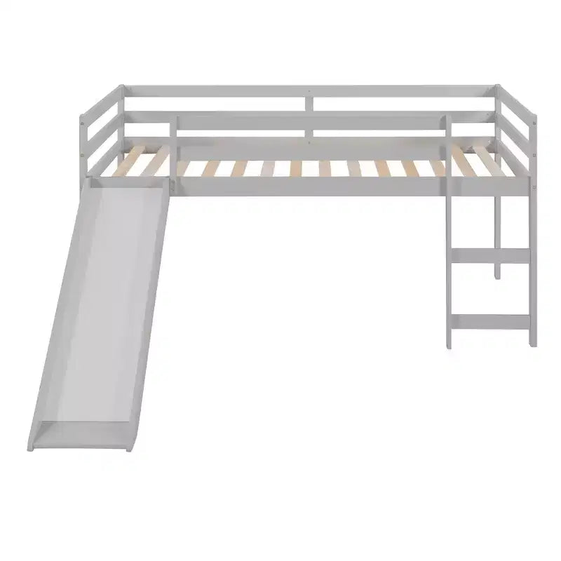 Lit superposé Luxystar une place avec toboggan et barrière pour chambre d'enfant