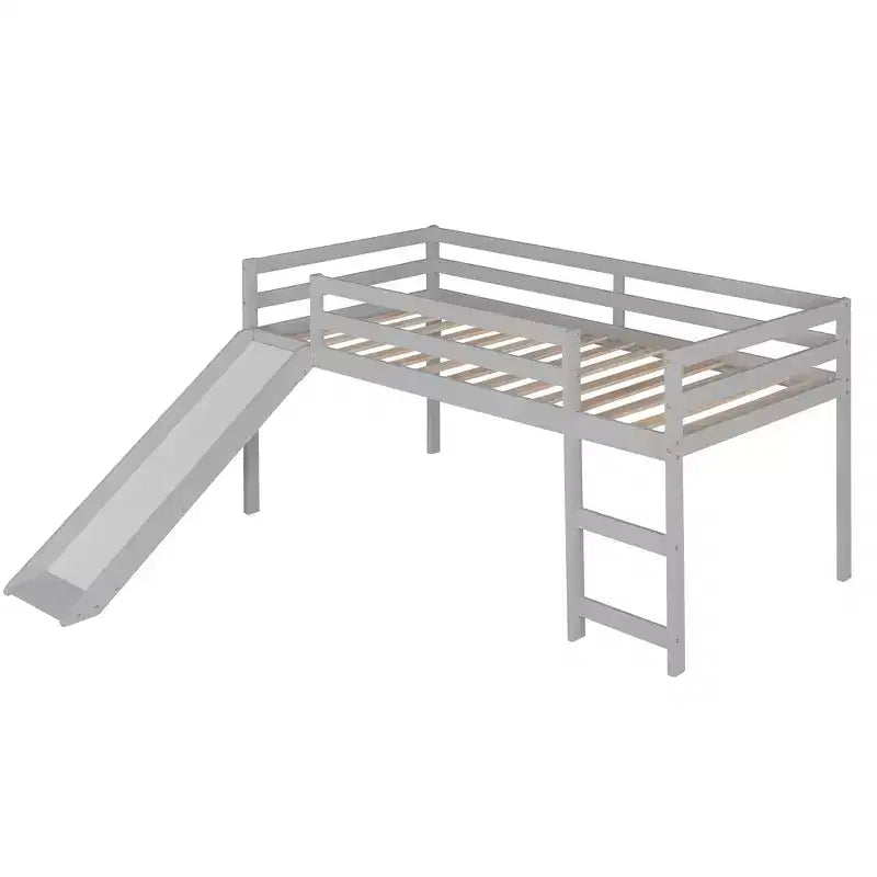 Lit superposé Luxystar une place avec toboggan et barrière pour chambre d'enfant