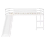 Lit superposé Luxystar une place avec toboggan et barrière pour chambre d'enfant